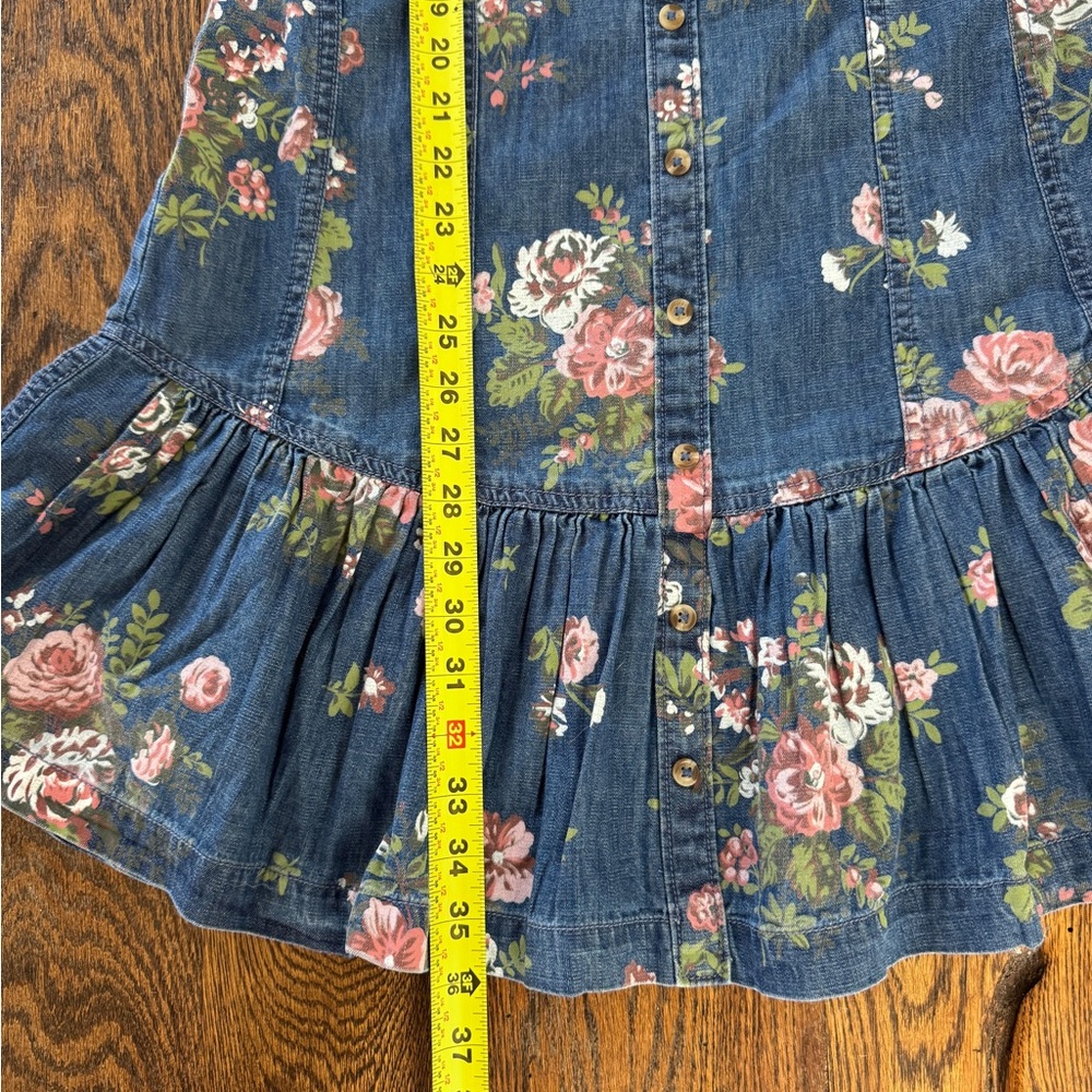 Anthropologie Pilcro Ruffled Denim Sweetheart Denim Dress - Picture 7 of 8